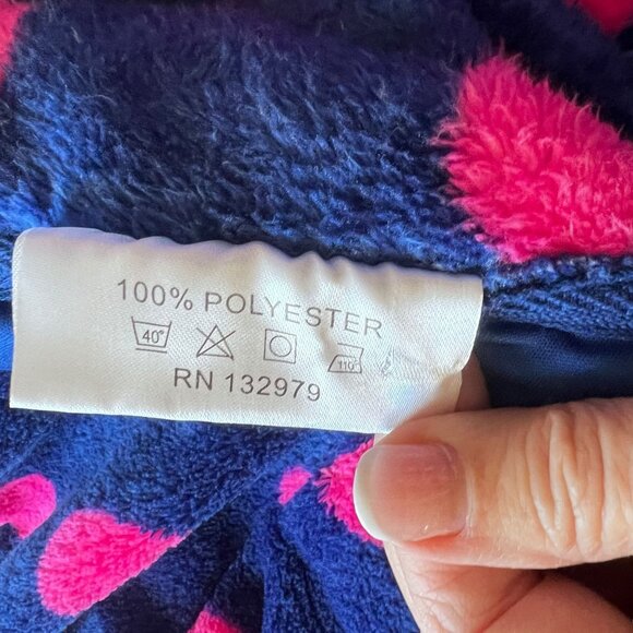 Footed Pajamas Hooded Purple Pink Polka Dot Fleece Zipper Closure Pocket Warm - Picture 9 of 16